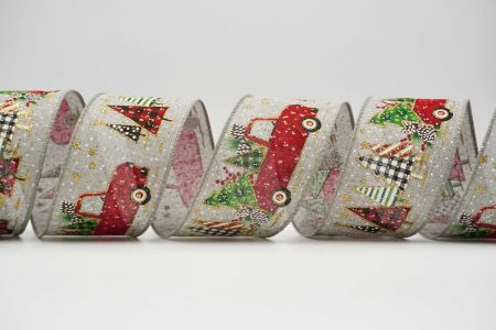 Red Vintage Trucks, Trees with Gifts Ribbon-KF6812GC-50-197__Gray